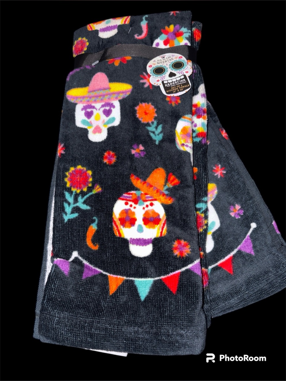 Dia De Los Muertos Kitchen Towel Set Pf 2 NWT